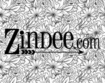 Floral Outline vinyl heat transfer vinyl or adhesive vinyl, heat transfer vinyl, pattern heat transfer, printed HTV or ADHESIVE