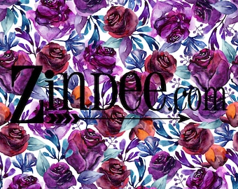 Violet Floral vinyl heat transfer or adhesive vinyl, heat transfer vinyl, pattern heat transfer, printed HTV or ADHESIVE