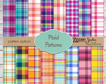 Bright plaid patterns vinyl, adhesive vinyl, heat transfer vinyl, pattern heat transfer, printed HTV or ADHESIVE lily bright pretty plaid