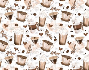 Coffee Club seamless (vinyl)  printed ADHESIVE vinyl OR Heat transfer vinyl- HTV