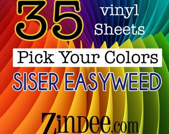 Siser Heat Transfer Vinyl PACK of 35 12"x15" sheets plus FREE digital color chart!