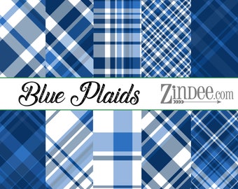 Blue plaids printed vinyl, adhesive vinyl, heat transfer vinyl, pattern heat transfer, printed HTV or ADHESIVE lily