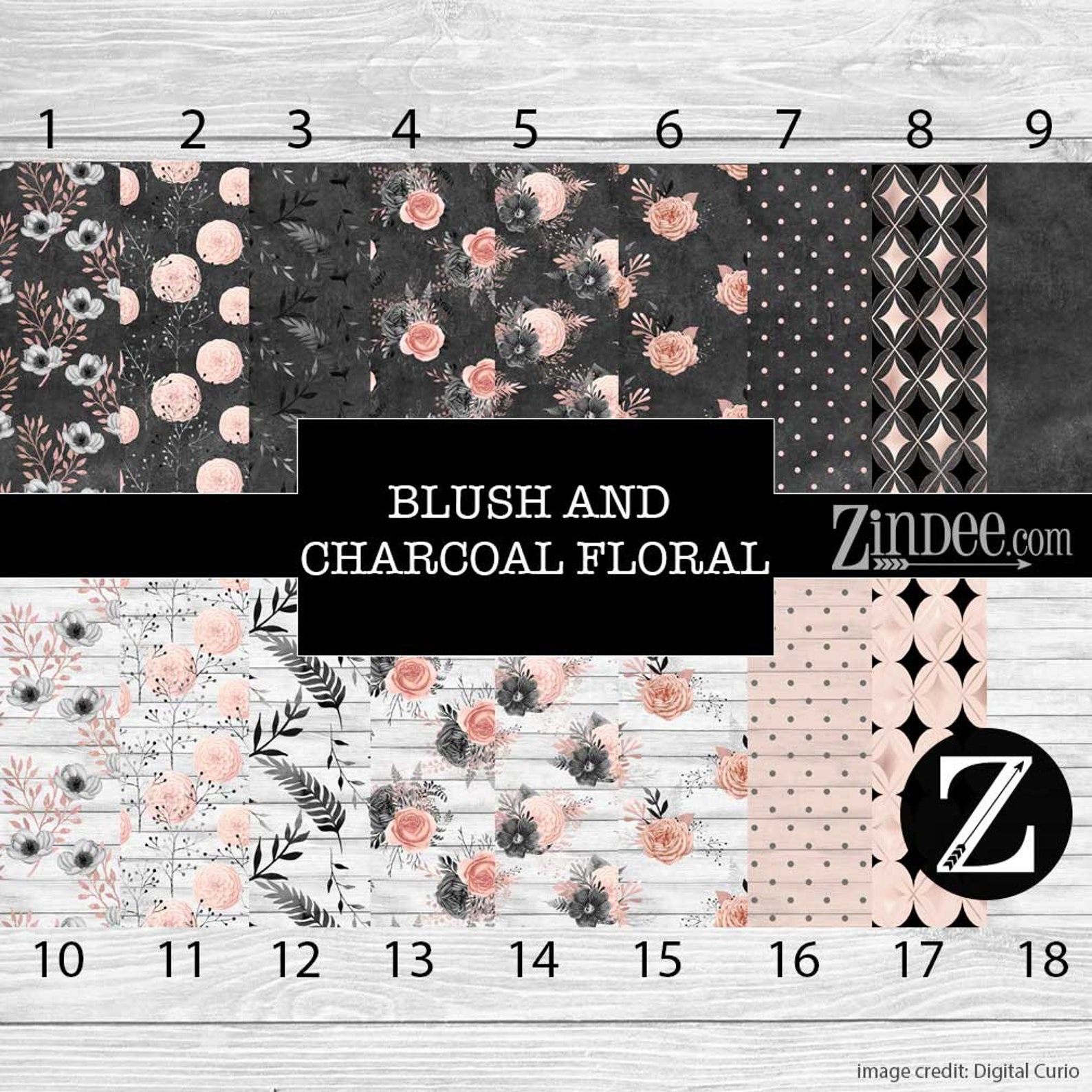 Blush and Charcoal Floral Printed Vinyl Adhesive Vinyl Heat Etsy