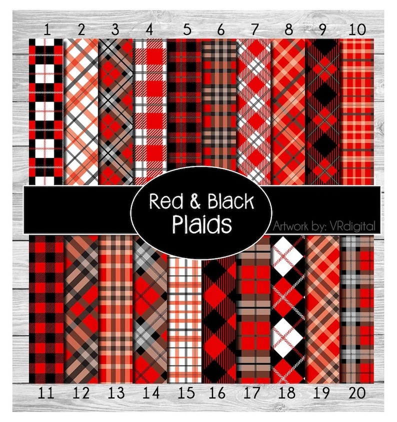 Red Black Plaids printed vinyl adhesive vinyl heat transfer Etsy