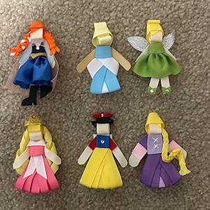 Disney Princess Hair Bow Clip - Aurora Cinderella Merida Tinkerbell Sofia Anna Rapunzel Snow White Mulan Pocahontas