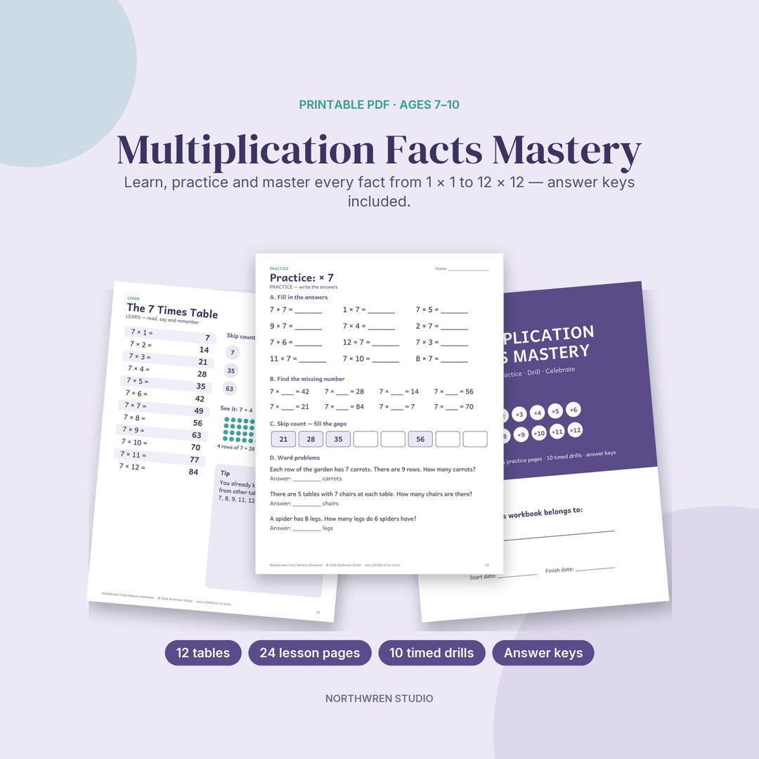 Sample Multiplication Table Project Multiplication Worksheets Workbook, Times Tables Practice 1-12, Timed ...