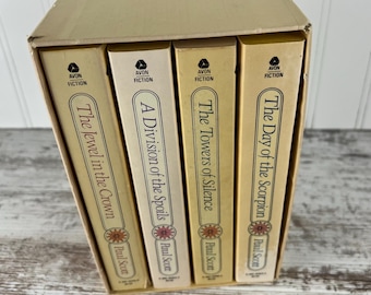 Vintage The Raj Quartet Box Set by Paul Scott 4 Books Complete The Jewel in the Crown Avon Paperback Vintage Book Set