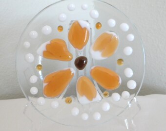 Daisy Fused Glass Decorative Dish