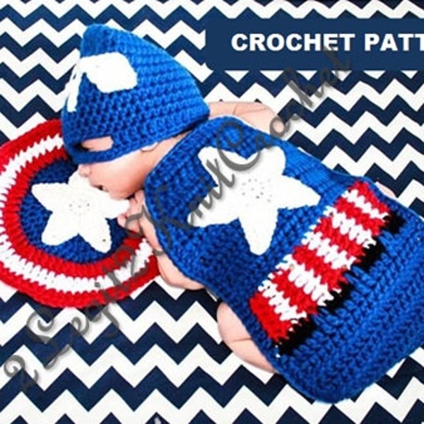 Crochet Pattern Inspired by Captain America Newborn Photo Prop Outfit