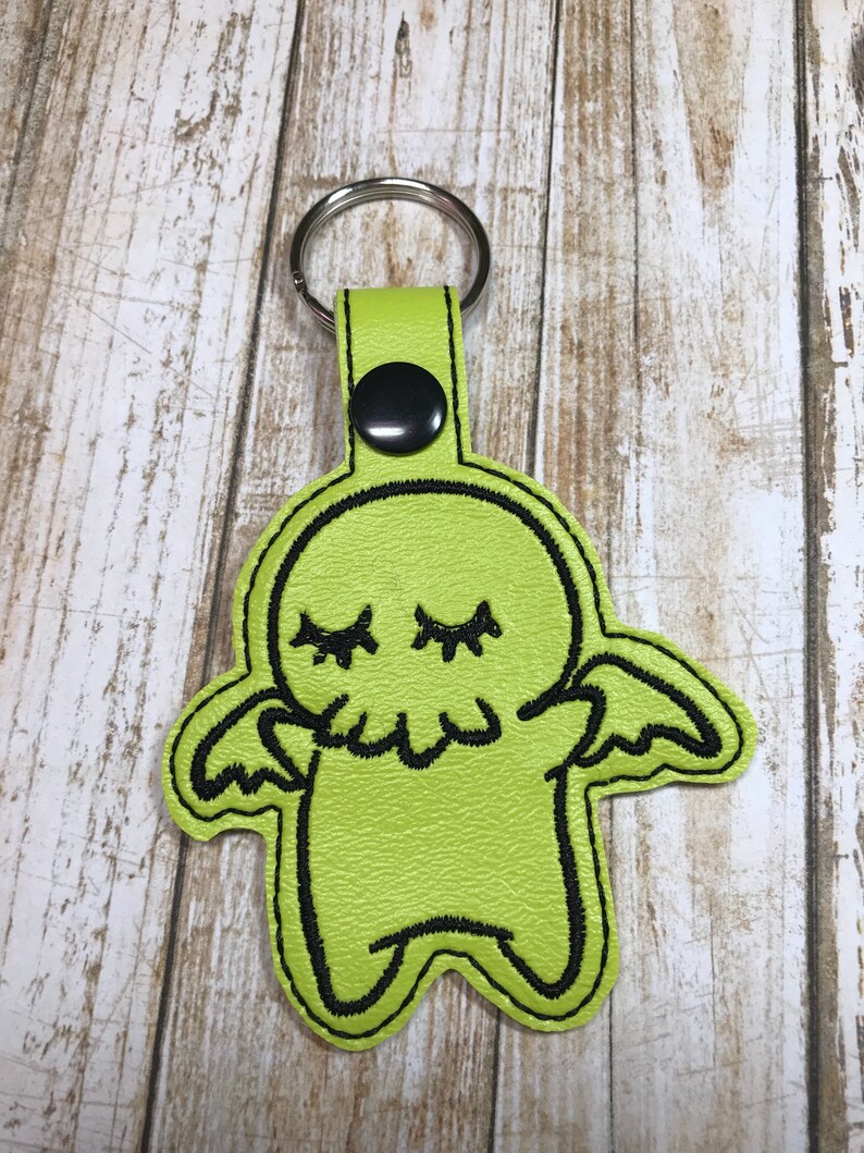 Cthulu Chibi Design With Clip Key Fob Zipper Pull Snap Tab Etsy - 