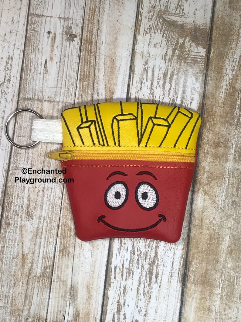 Fry Guy zipper coin pouch with split ring