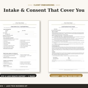 Lash Client Intake Form + Lash Consent Form Pack | Patch Test Log, Lash Mapping Chart — New Client Paperwork for Lash Techs