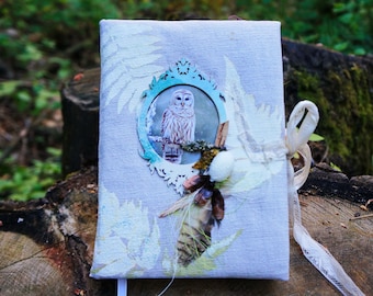 Green witch journal, Light Grimoire "Owls magic", Forest witch book, Vintage magic book, Magic book of herbs, White magic book