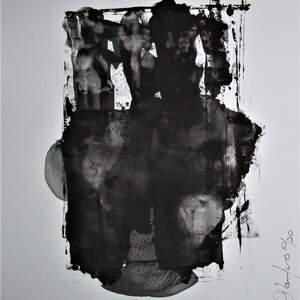 Original Abstract  Minimal No. 001285 Ink on Paper 14x11 Modern Industrial Punk