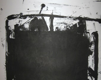 Abstract Minimal  Black Untitled No.3465 Ink on Paper 24x18" Original