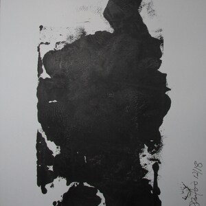 Abstract  Minimal Black No.10715 Acrylic on Paper 14x11 Modern Industrial