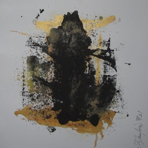 Original Abstract  Minimal No. 001374  Ink on Paper 14x11 Modern Industrial Punk