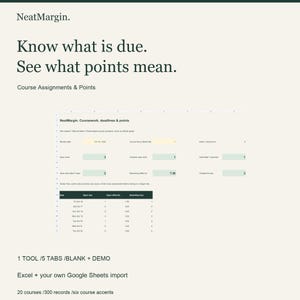 Student Assignment & Points Tracker Spreadsheet, Excel + Google Sheets