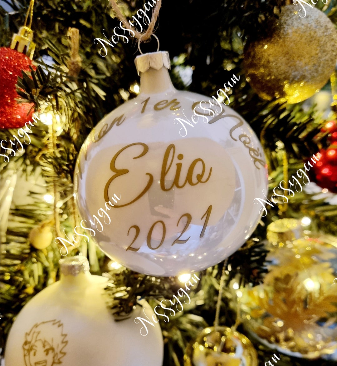 Boule De Noël Personnalisée Avec Prénoms Famille - Décoration Sapin, Cadeau Personnalisé Femme Homme - Acrylique
