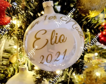 Boule de Noël personnalisée en verre avec prénom - décoration de Noël mon 1er Noël