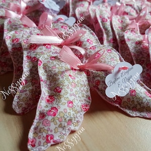 Ballotin dragées aile d'ange Liberty Éloïse rose - contenant dragées baptême, communion.