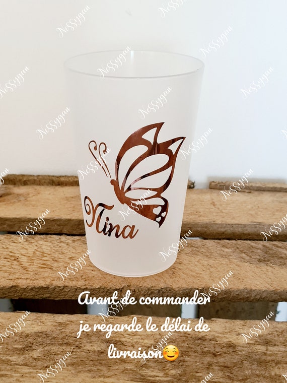 Rose Gold Butterfly Cup With Name