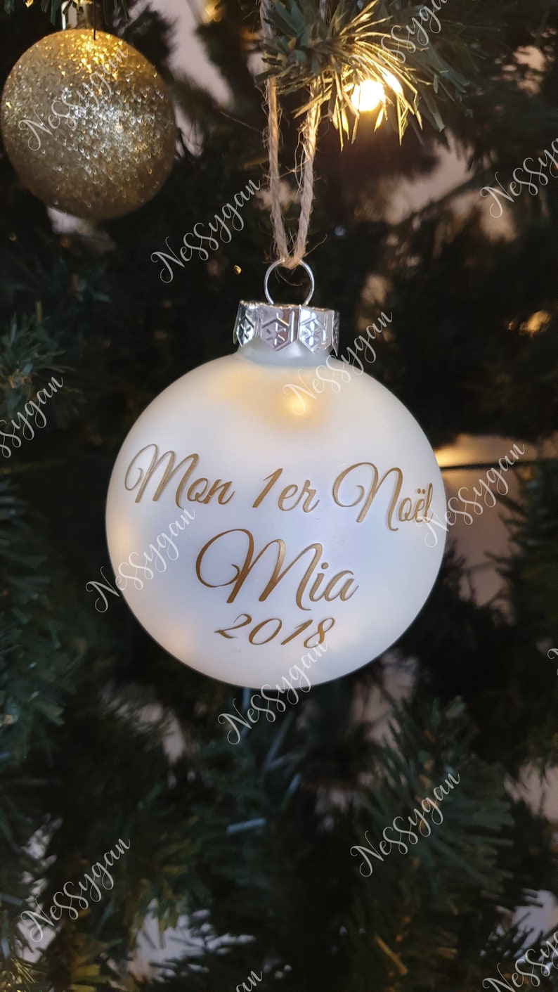 Boule de Noël personnalisée en verre avec prénom décoration  Etsy
