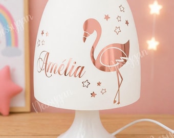 Gepersonaliseerde kinderlamp met naam en flamingo-thema - Cadeau voor geboorte, Kerstmis of verjaardag