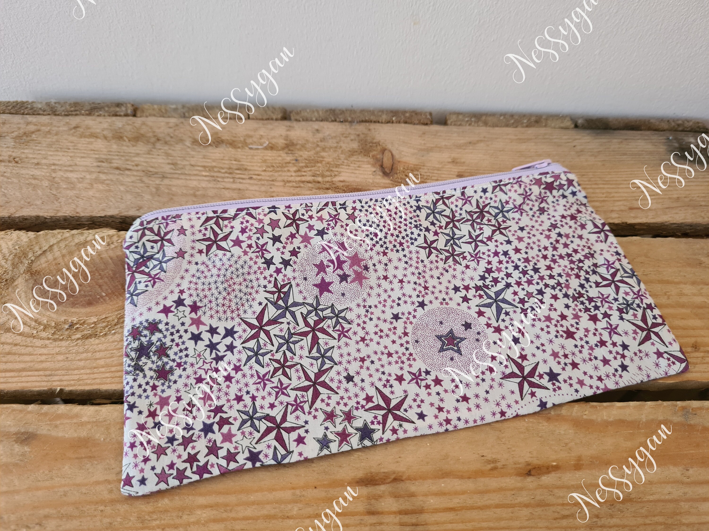 Trousse Liberty Adelajda Étoiles Violettes - Rangement Stylo, Maquillage