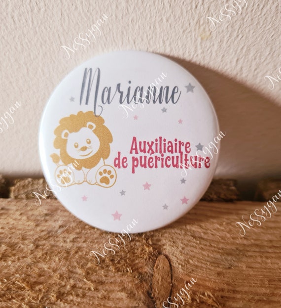 Wooden Badge Nurse Midwife Caregiver, Personalized Badge 