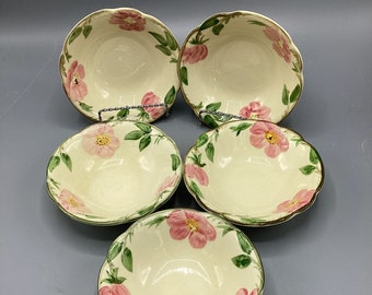 Fransiscan China Desert Rose Pattern 1970s - Cereal Bowls (USA) - Set of 5 - Shipping Included