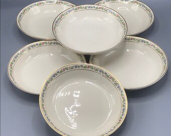 Vintage O. P. CO Syracuse China Virginia Shape Coupe Soup Bowls - Set of 6 Melrose Cream - 1920s - Shipping Included