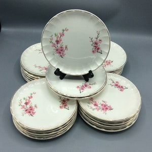 W S George China - Peach Blossom Up/Up  Pattern Bolero Shape - Salad Plates - Set of 4 (3 Sets Available)  - Shipping Included