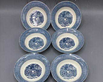 Royal China Americana Currier and Ives Coupe Fruit Sauce Bowl - Set of 4 (3 sets available) - Shipping Included