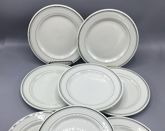 Trenle Blake China Company Green Line Restaurant Ware Diner Luncheon Plates - Set of 4 - Shipping Included