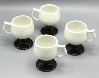Caribe China CRB 23 - Set of 4 Pedestal Mugs with Black Stem - Shipping Included
