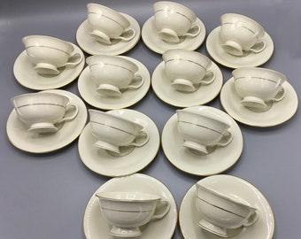 Set of 4-3 Sets Available Golden Song Pattern Cups and Saucers Shipping Included Tradition Fine China Made in USA