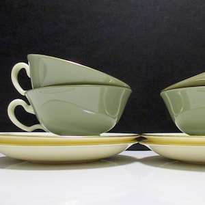 Lenox Fine China - Special Series China - Gray Green Accent Pattern - Cups and Saucers - Set of 4 - Shipping Included
