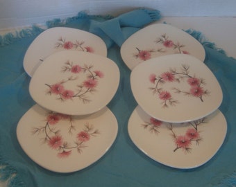 Edwin Knowles - Coral Pine Pattern - Criterion Shape - Bread and Butter Dessert Plates - Set of 6 - Shipping Included