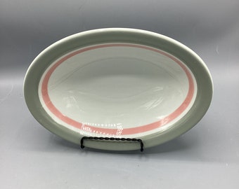 Shenango China USA Restaurant Coral Grey Pattern-1950s-RimRol WelRoc - Large Baker - Shipping Included