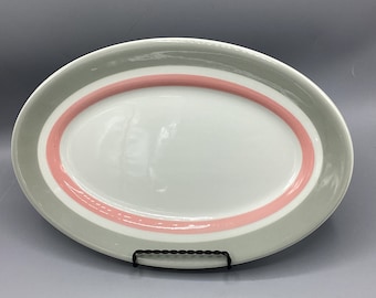 Shenango China USA Restaurant Coral Grey Pattern-1950s-RimRol WelRoc - Large Platter - Shipping Included