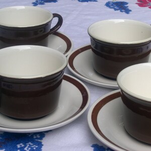 Royal USA China - Cavalier Shape  - Monterey Brown Floral - Accent Cups and Saucers - Set of 4 - Shipping Included