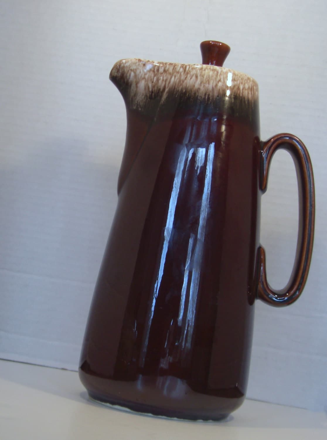 Hull Pottery Brown Dripware Tall Coffee Pot with Lid Etsy