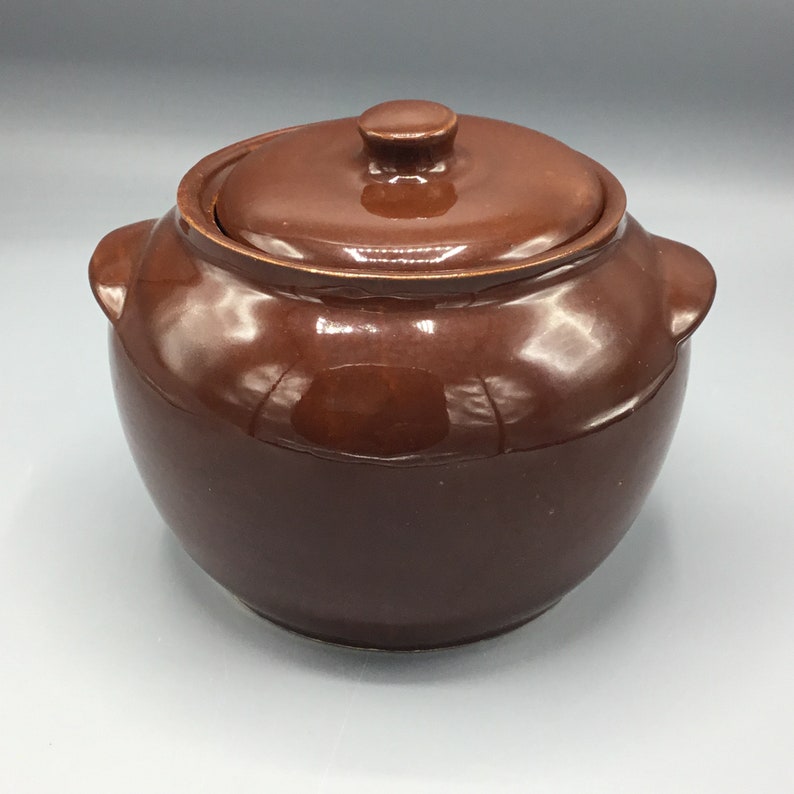 Watt Pottery Oven Ware 76 Brown Large Handled Bean Pot With Etsy