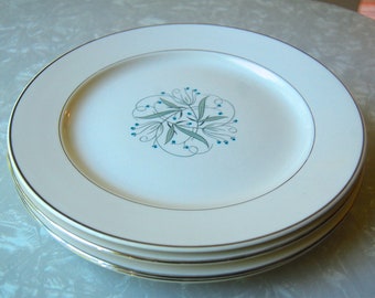 Gray and Blue Design Silver Rim Vintage Celeste Dinner Plate