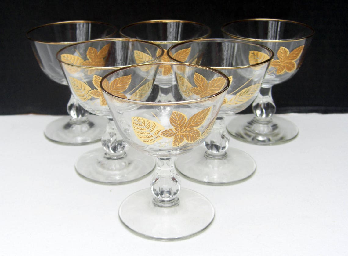 Vintage Libbey Glass Gold Leaves Glasses Wine Glasses with Etsy