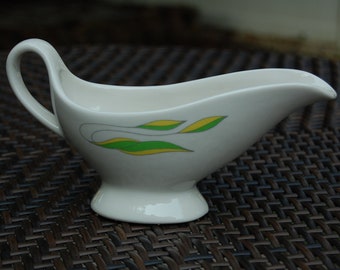 Syracuse China Gravy Boat Restaurant Ware - Green and Yellow Leaves - Shipping Included