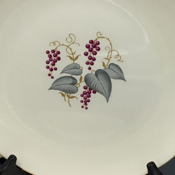 Shipping Included Set of 3 Gold Rim Grey Leaves Dinner Plates Edwin ...