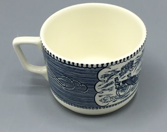 Royal China - Currier and Ives Blue - RARE Soup Mug with D Handle - Shipping Included