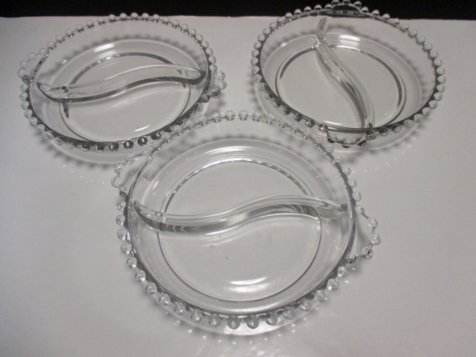 Imperial Glass Candlewick Tab Handled Divided Candy Dish 3 Etsy